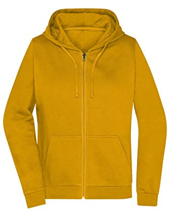 James & Nicholson Damen Basic Kapuzen-Sweatjacke - Leicht taillierte Sweatjacke mit Kapuze | Farbe: Gold-Yellow | Grösse: M