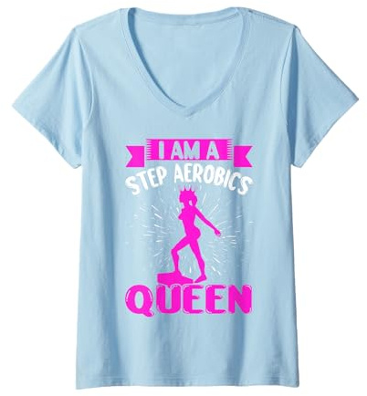 Damen I Am A Step Aerobic Step Übung – Aerobic T-Shirt mit V-Ausschnitt