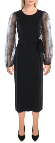 Anne Klein Damen Midi-Ballon-Ärmel Lässiges Business-Kleid, Asphalt, XX-Small