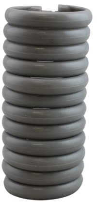 12 Stück Kunststoff Basic Locking Round Hook Easy Gliding Duschvorhangringe Passend für alle Standard-Größe Duschstangen (Grau)