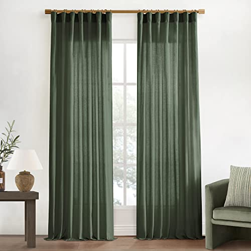 Extra lange Vorhänge für großes Fenster, organisches, modernes elegantes Dekor, Rückenlasche, plissiert, hübsche Leinen-Vorhänge für Wohnzimmer, Esszimmer, Büro, 2-teiliges Set, 127 cm breit, 2,7 m,