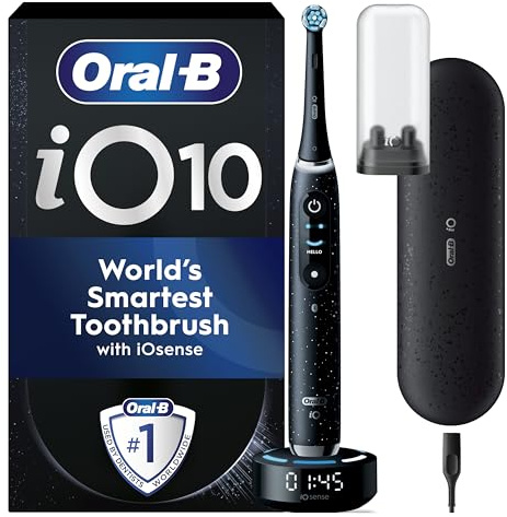 Oral-B iO10 Electric Toothbrush Adults, Cosmic Black Special | 1 Handle, 1 Toothbrush Head and Charging Travel Case, 7 Modes, Smart Charger, UK 2 Pin Plug