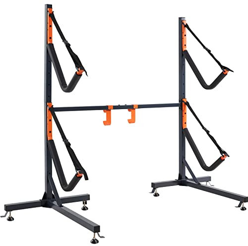 UOKRR Kayak Storage Rack-Heavy Duty Freestanding Kayak Stands Outdoor Storage Rack with Padded Arms and Adjustable Straps for Indoor Outdoor Garage Paddle Board Canoe Bikes Life Rafts