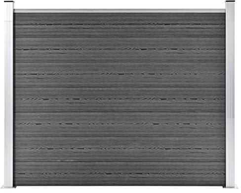 Yolola WPC Zaun Zaunelement Set WPC Sichtschutzzaun Komplettset mit 180 x 146 cm WPC Sichtschutzzaun Windschutz, Zaun Gartenzaun Wpc Zaun Komplettset Schwarz