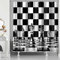 PAEOT YLOKPA0412 Schach-Duschvorhang, schwarz-weiß kariert, Badezimmer-Vorhang, Schachfiguren, Strategie-Schachbrett, Badevorhang, 183 x 183 cm, Stoff-Duschvorhang-Set mit 12 Haken