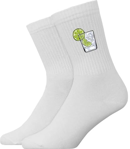 Generisch Gin Tonic Cocktail - Atmungsaktive Sportsocken Tennissocken Crew Socks Baumwolle Socken