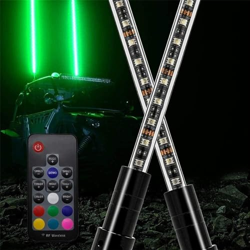 Kanduo JSY Drapeau d'antenne de lumière de Fouet de LED, lumières de Fouet de LED, fouets éclairés par rvb de 20 Couleurs, 2 pièces Feux de Fouet à LED (Size : 3FT)
