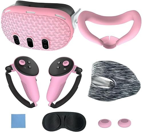 SPEPROECO VR Accessory Set for Meta Quest 3,7pcs Protective Cover Accessories for Meta VR Headset Washable Multi Colors Soft Shell Skin, Controller Grips & Face Cover Set