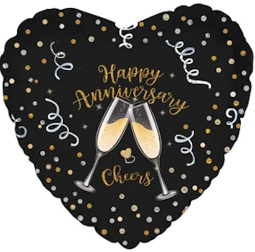Happy Anniversary Champagne Flutes Foil Balloon 17/43cm Party Balloon Decoration - Suitable for Air or Helium