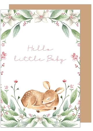 Edition Seidel Carte de vœux de naissance de qualité supérieure avec enveloppe. Carte de naissance d'événement voeux Hello Baby pour fille garçon nourrisson (E279 SW024)