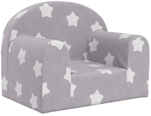 vidaXL Sofá para niños Felpa Suave Gris Claro con Estrellas