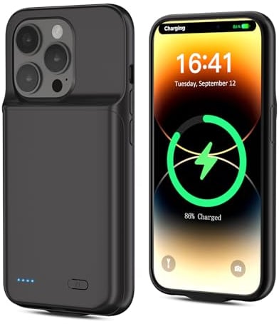 [6800mAh] Akkuhülle für iPhone 14 pro, neues Upgrade mit hoher Kapazität, wiederaufladbares Ladefach, schützendes tragbares Smart Backup Ladegerät für iPhone 14 pro (1 Pack)
