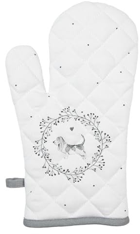 Clayre & Eef Ofenhandschuh Hund Weiß-Grau 18x30 cm, LGD44