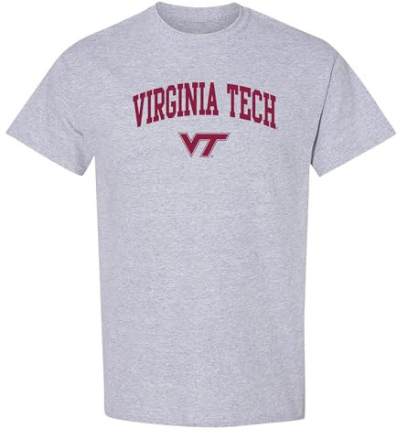 NCAA Arch Logo, Team-Farbe-T-Shirt, College, Universität, Virginia Tech Hokies Sport Grau, L