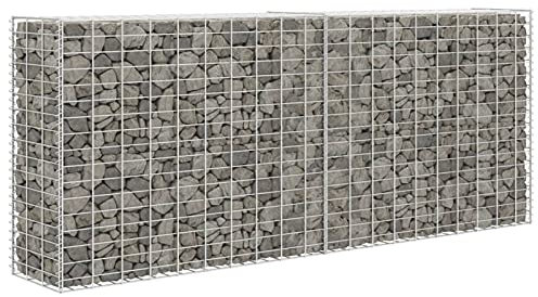 Sufrk Gabionen-Steinkorb Stahl 85×30×200 cm Silbern Schüttkorb Drahtkorb Mauersteinkorb