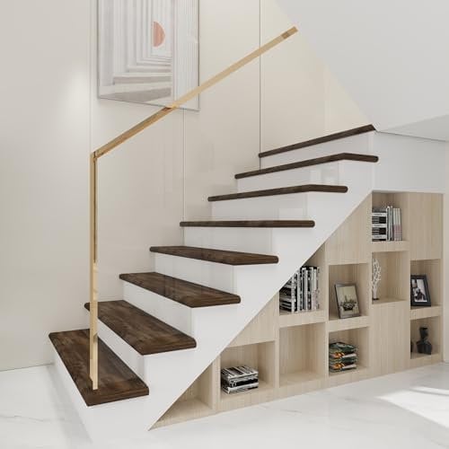 NEU.HOLZ Set di 6 Profili Coprigradini Arrotondati in PVC Copertura Gradini per Rivestimento Scale Interne 120 x 32 x 4,6 cm Effetto Legno Scuro
