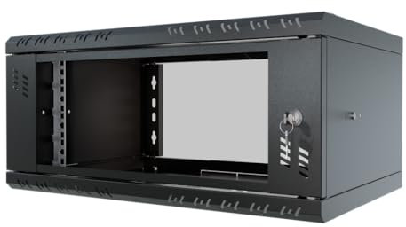 Stalflex Server Netzwerkschrank 19 Zoll 4U 350mm Standard - Hochbelastbarer Stahl - Computer- & Server-Racks - Serverschrank, kompatibel mit 19 Zoll Fachboden und Rack Schienen - Glastür