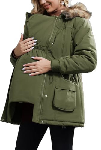 Maacie Tragejacke Für Mama Und Baby 3 In 1 Damen Langarm Kapuze Känguru Umstandsjacke Mit Babyeinsatz Winterjacke Schwangerschaft