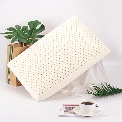 Talatex Dunlop 100 % natürliches Premium-Latex-Kissen, mittleres Profil, Latex-Kissen hilft, Druck-, Nacken- und Schulterschmerzen zu lindern, keine Memory-Schaum-Chemikalien, perfektes Paket, bestes