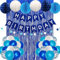 DEMIUKO Geburtstagsdeko Mann Blau Geburtstag Deko Tortendeko mit Geburtstag Banner Papier Wabenbälle Pompons Luftballons Royalblau Lametta Vorhang Männer Frauen Geburtstag Party Dekoration