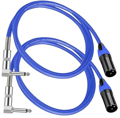 Seefeful Right Angle 1/4 TS to XLR 3Pin Male Microphone Audio Cable,6.35mm TS Mono Right Angle to XLR Male 3pin Cable for Micphone Mixer、 Instruments （2PACK / 3.3 FT）