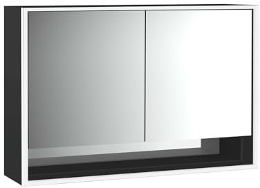 Emco loft Lichtspiegelschrank mit Unterfach, 1200 mm, 2 Türen, Aufputzmodell, 979813518, Farbe: Aluminium