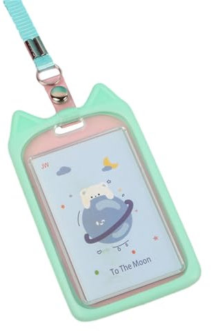 YUGSHNKFC Silikon-Kartenhalter schützen und personalisieren Sie Ihre Karten mit dieser Cartoon-Katzenohr-Form, grün