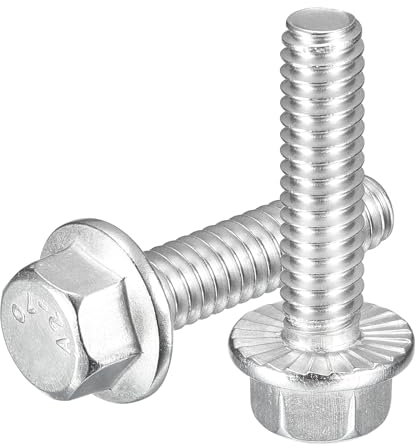 sourcing map 15 Stück 1/4-20 Zoll Flansch-Sechskantschrauben, Flansch-Sechskantschrauben, 5,8 Grad für Maschinenindustrie, Haushaltsgeräte, Silber