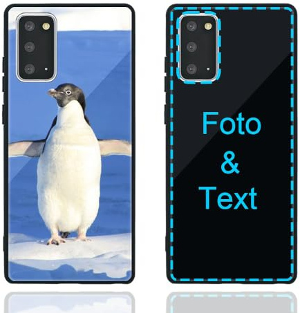 MXCUSTOM Personalisierte Handyhülle für Samsung Galaxy Note 20 5G, Benutzerdefiniert Kratzfest Gehärtetes Glas Weicher Stoßfänger Hülle mit Eigenem Foto Bild Text Individuelle Schutzhülle(GHS-BK-P1A)