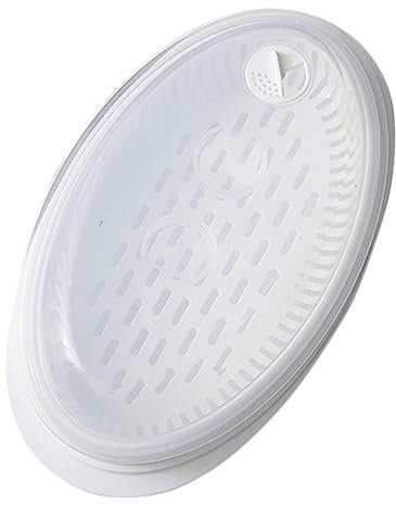 TIDTALEO 1pezzi Piatto Steam Food-grade Pp Con Coperchio Per Microonde Vaporetti Per Pesce e Panini Manico Antiscottatura Capacità Grande Per Cottura Salvaspazio e Facilità d Uso