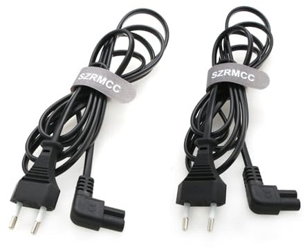 SZRMCC European 2 Pin to C7 Power Cable 2 Slots EU to IEC C7 Figure 8 Plug AC Power Extension (2 Pack, EU 2 Pin Angled C7, 3m)