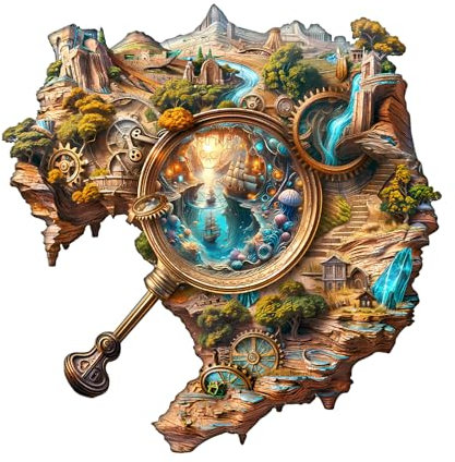 KaayeeWood Holzpuzzle Erwachsene,220 Teile Die Welt der Entdecker Holz Puzzle,Einzigartige Wooden Puzzle Mit Box Aus Holz Geburtstagsgeschenk für Erwachsene und Kinder