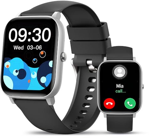 bopiwa Montre Connectée Homme Femme, 1.85 Montre Intelligente Connectée, Fréquence Cardiaque/Tension artérielle/Dormir Moniteur Montres Intelligente,Etanche IP70 Montre Homme pour Android/iOS