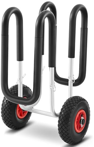 Kayak Trailer Stand Up Paddle Board Sup Transportwagen mit luftlosen Rädern, Kajak -Trägertrolley Aluminium -Paddel -Board -Karren für Surfbrett für Boards bis zu 15 cm/5,9 dick