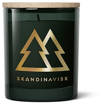 SKANDINAVISK Scented Candle, Skog (Forest), 65g, Gold Edition | Special edition design with our favourite Scandinavian winter scents. Swedish rapeseed wax. Up to 20 hours.