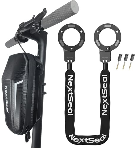 NextSeal Antivol Velo, Antivol Trotinette Electrique, Portabilité Cadenas de Bicyclette avec Clé avec Sac de Rangement, 6mm Antivol Chaîne de Sécurité pour Trotinette Electrique, Vélo