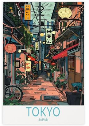 QITUBVAF Japan-Stadt-Wandkunst, Leinwand-Poster, Wandkunst, Dekordruck, Bild Gemälde für Wohnzimmer, Schlafzimmer, Dekoration, 30 x 45 cm