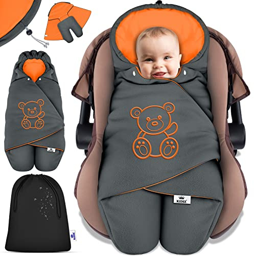 KIDIZ® Baby Einschlagdecke Babyschale Winter Herbst Babydecke mit Tasche Universal Fußsack kompatibel mit Maxi-Cosi, Römer, Buggy, Kinderwagen & Autositz isolierend gegen Wind, Nässe & Kälte