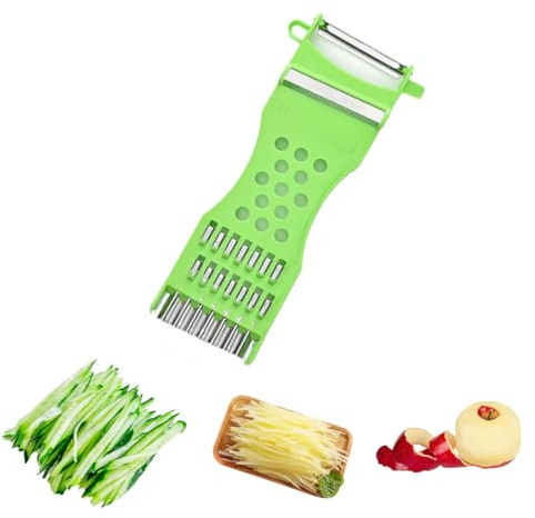 Auriselle Multifunktionaler Schäler Gemüse Karotten Schneider 6-in-1 Sparschäler Klingen aus Edelstahl für und Multifunktions Sparschäler in der Gastronomie (Grün)
