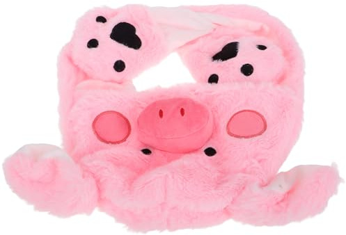 Gatuida Wackelohren Plüsch Schweinemütze mit Schal Wärmend Winddicht Verstellbar für Party Halloween Kostümaccessoire