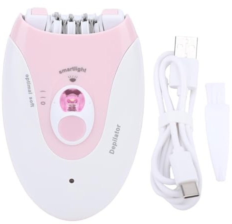 Elektrischer Epilierer f r Frauen mit LED Licht 2 Geschwindigkeitsstufen USB Wiederaufladbar Kabellos Schmerzarm Haarentfernung f r Bikini Beine Arme