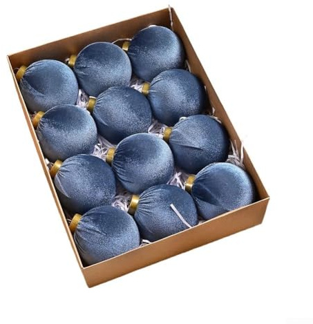 Samt-Weihnachtsschmuck-Set, 12 Stück, für Baumdekoration, Urlaub, festliches Display, weiche Kugeln für Zuhause, saisonales Styling (F)