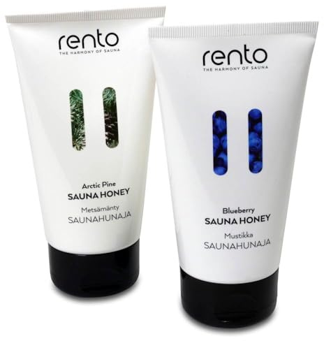 Rento Saunahonig-Creme Set Blueberry & Arctic Pine - 2x 150 ml Körperpeeling für Sauna & Dampfbad - Biologisch abbaubares Exfoliant - Natürliche Inhaltsstoffe - Made in Finland
