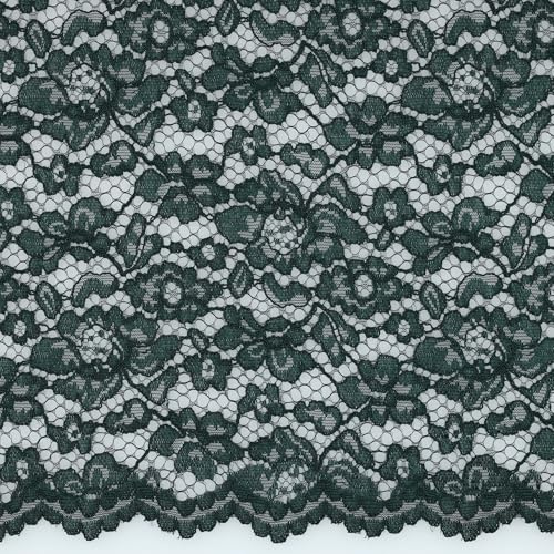 MAGAM-Stoffe Carmen Spitzenstoff Blumen-Spitze Bekleidung Deko Meterware 50cm (Dunkelgrün)