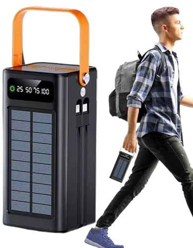 Solar Power Bank, 50000mAh Outdoor Solars Survival Charger, Safe Wireless Portable Solar Charger, 120W External Battery Pack with Light, for Camping, Hiking, Backpacking
