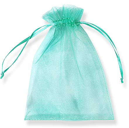 PLECUPE 100 Stück Durchsichtig Tunnelzug Organzabeutel Organzasäckchen Süßigkeiten Beutel Saeckchen Geschenk, 20 x 30cm Hochzeit Säckchen Party Festival Beutel Bonbonsbeutel Candy Bags - Grün#3