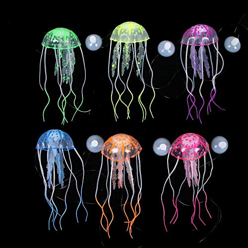 BSGP Aquarium-Dekoration mit Quallen für Aquarien, 6 Stück