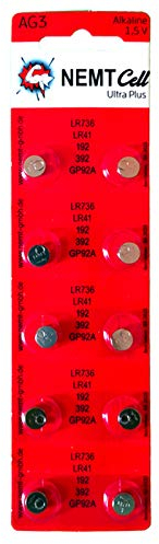 10 AG3 Wilhelm Cell Knopfzellen Knopfbatterien Uhrenbatterien LR736 LR41 192 392 1,5V