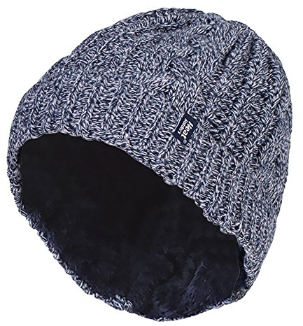 HEAT HOLDERS - Damen Innen Fleece Winter Warm Zopfmuster Beanie Strickmütze mit Umschlag (Blau (Tor), One Size)