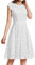 Meetjen Damen Festliche Cocktailkleid Elegante Abendkleid Hochzeitskleid Knielang Brautjungfern Midi Spitzenkleider Weiß White 2XL